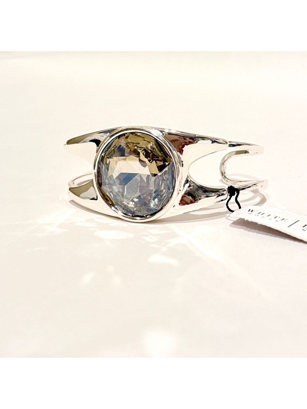 WHITE HOUSE BLACK MARKET | NWT Statement Silver Crystal Cuff Bracelet 💎 - Picture 6 of 11